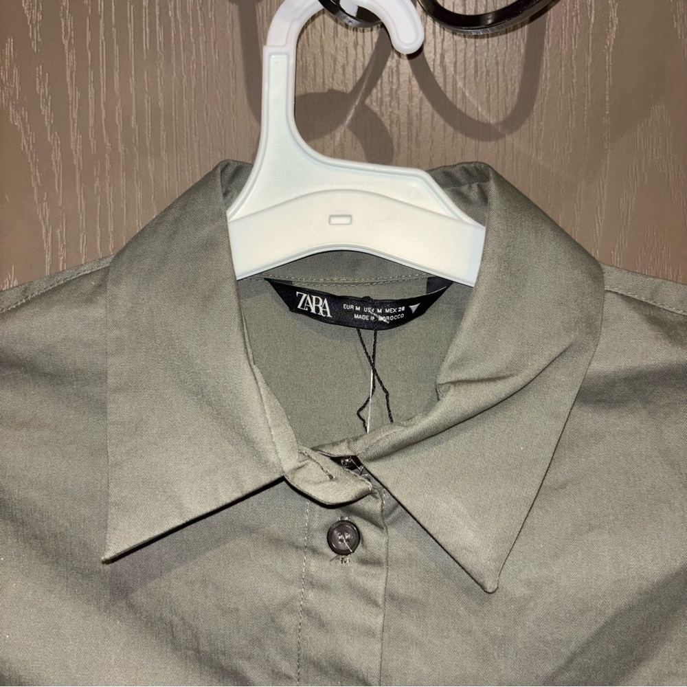 NWT ZARA Gabardine Shirt Dress - Picture 15 of 16